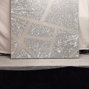 Abstract Silver and Gray Canvas Art